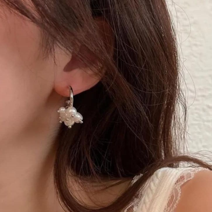 ♡Y2K浮懸雲朵珍珠耳環♡正韓